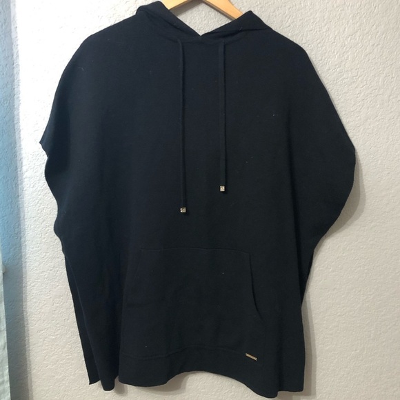Anne Klein Tops - NWT Anne Klein Black Hooded Poncho Sweater - Size Medium
